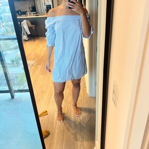 Cotton On Blue Striped Off-Shoulder Midi Dress